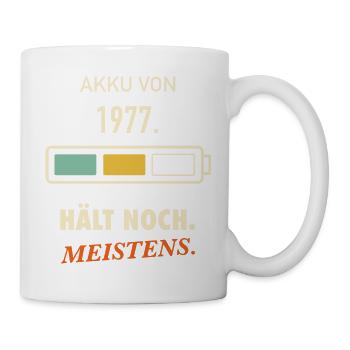 Jahrgang 1977 Akku hält noch 50. Geburtstag lustig - Tasse - Weiß - Rechts