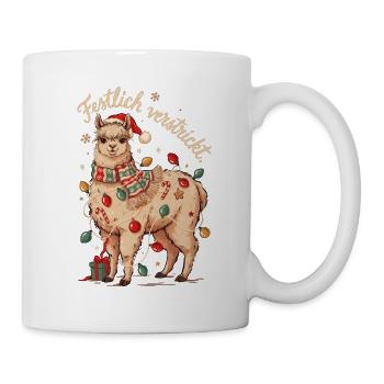 Alpaka Weihnachten Lustiger Weihnachtsspruch - Tasse - Weiß - Rechts