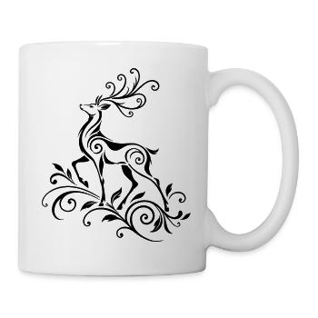 Hirsch mit Geweih - Waldtiere & Natur - Tasse - Weiß - Rechts