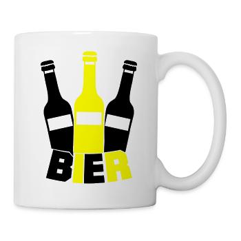 Gelbe Flaschen Silhouette - Tasse - Weiß - Rechts
