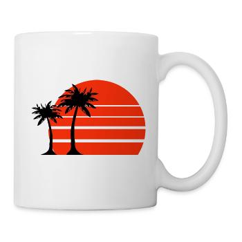 Tropischer Retro-Sonnenuntergang Palmen - Tasse - Weiß - Rechts