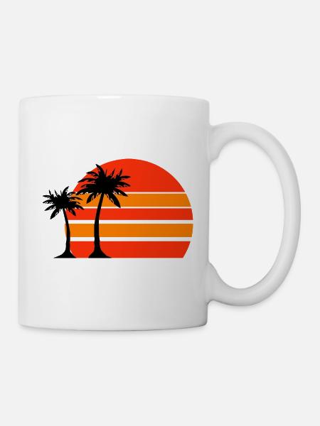 Sonnenuntergang am Palmenstrand - Tasse - Weiß