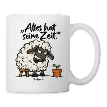 Alles hat seine Zeit Schaf christlich Geduld Bibel - Tasse - Weiß - Rechts