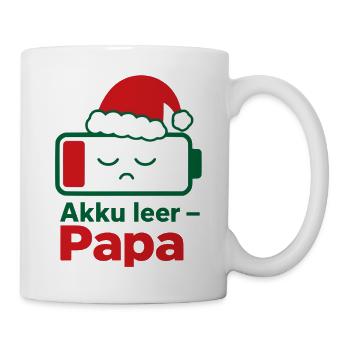 Akku leer Papa Weihnachten Familie Partnerlook - Tasse - Weiß - Rechts