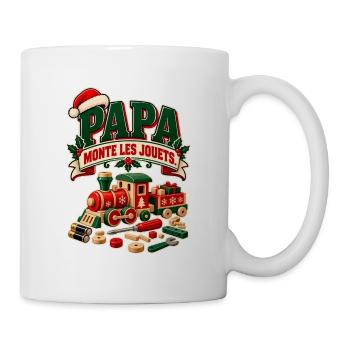 Papa baut die Spielsachen zusammen – Humor, Weihnachten und DIY - Tasse - Weiß - Rechts