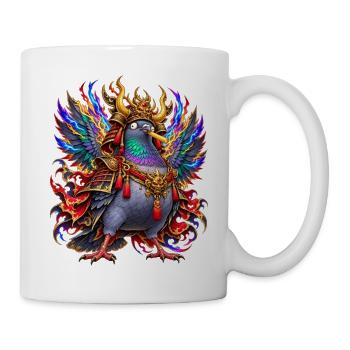 Verrückte Samurai-Taube mit Pommes - Tasse - Weiß - Rechts