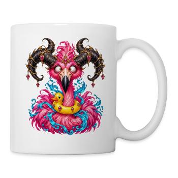 Flamingo-Gehörnter Dämon mit Entenboje - Tasse - Weiß - Rechts