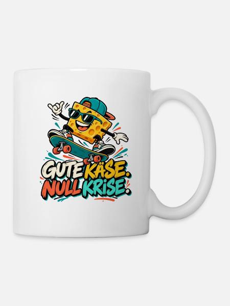 Käse-Skateboard: Gute Käse Null Krise - Tasse - Weiß