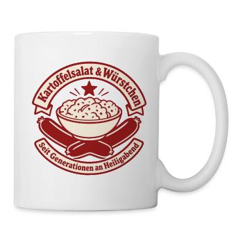 Kartoffelsalat Würstchen Heiligabend Tradition - Tasse - Weiß - Rechts