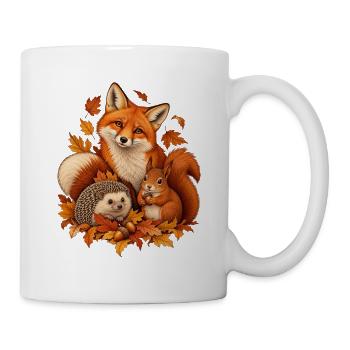 Herbst Waldtiere mit Fuchs Igel und Eichhörnchen - Tasse - Weiß - Rechts
