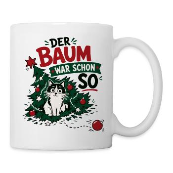 Lustige Katze im Weihnachtsbaum - Tasse - Weiß - Rechts
