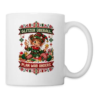 Glitzer überall. Plan war anders. - Tasse - Weiß - Rechts