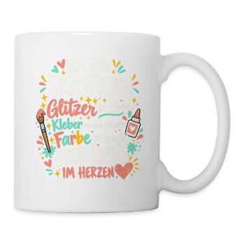 Erzieherin – Glitzer und Liebe im Herzen - Tasse - Weiß - Rechts