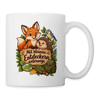 Erzieher Shirt mit Waldtieren & kleine Entdecker - Tasse - Weiß - Rechts