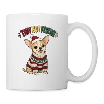 Tiny But Festive – Chihuahua Weihnachtsshirt - Tasse - Weiß - Rechts