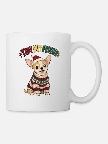 Tiny But Festive – Chihuahua Weihnachtsshirt - Tasse - Weiß