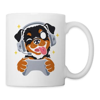 Gaming Rottweiler mit Headset und Controller - Tasse - Weiß - Rechts