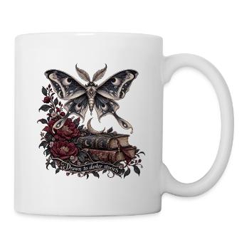 Nachtmotte über dunklen Blüten - Tasse - Weiß - Rechts