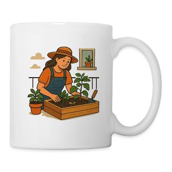 Geschenk fürs erste Balkon-Hochbeet - Tasse - Weiß - Rechts