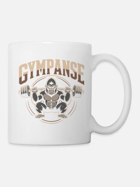 Gympanse Gewichtheber Bodybuilding - Tasse - Weiß