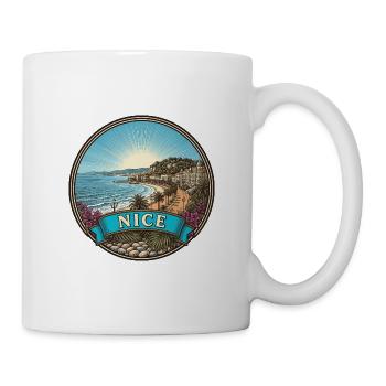Schönes Frankreich Reiseabzeichen Promenade Anglais Geschenk - Tasse - Weiß - Rechts