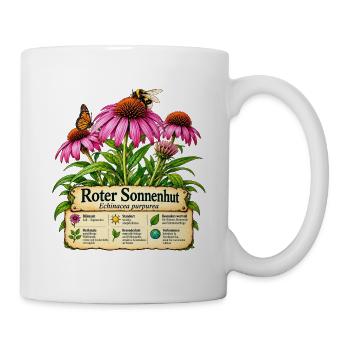 Roter Sonnenhut - Pflanzenmotiv - Geschenk Gärtner - Tasse - Weiß - Rechts