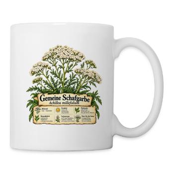 Schafgarben Motiv - Geschenk Gartenfreund - Tasse - Weiß - Rechts
