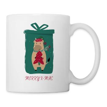 Nilpferd im Weihnachtsstrumpf - Tasse - Weiß - Rechts