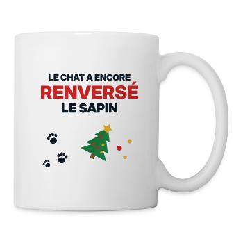 Die Katze hat wieder den Baum umgestoßen – Weihnachtshumor - Tasse - Weiß - Rechts