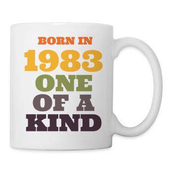 Geboren 1983: Einzigartiges Retro-T-Shirt - Tasse - Weiß - Rechts
