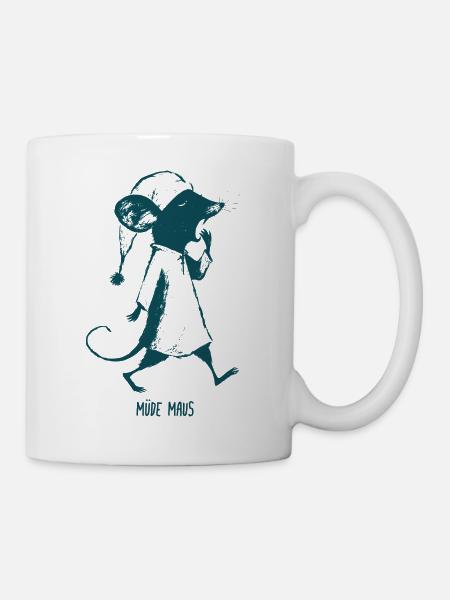Müde Maus Schlafenszeit - Tasse - Weiß