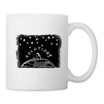 Solutions – Mädchen auf der Weltkugel unter Sterne - Tasse - Weiß - Rechts
