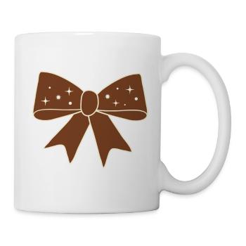 Braune Sternen-Schleife - Tasse - Weiß - Rechts