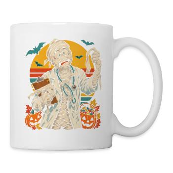 Halloween-Mumienarzt mit verhedderten Bandagen - Tasse - Weiß - Rechts