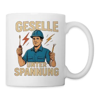 Geschenk zur bestandenen Elektriker-Gesellenprüfun - Tasse - Weiß - Rechts