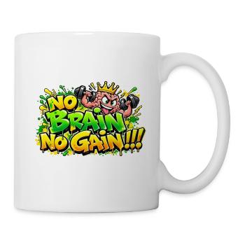 KEIN GEHIRN, KEIN FORTSCHRITT – Kultgraffiti! - Tasse - Weiß - Rechts
