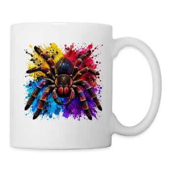 Neon Tarantel  Psychodelische Spinne im Farbklecks - Tasse - Weiß - Rechts