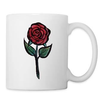 Karmesinrose Aquarell - Tasse - Weiß - Rechts