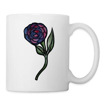 Blaues Rosen-Aquarell auf Schwarz - Tasse - Weiß - Rechts