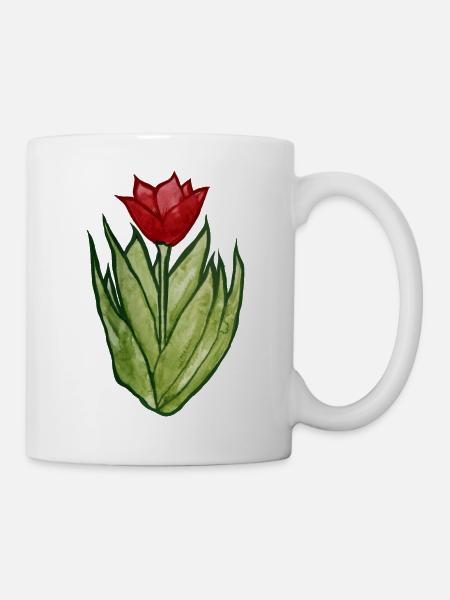 Tulpen-Aquarellblüte - Tasse - Weiß