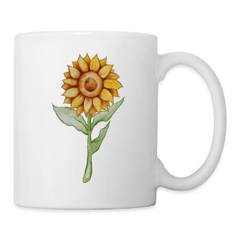 Sonnenblumen-Aquarellblüte - Tasse - Weiß - Rechts