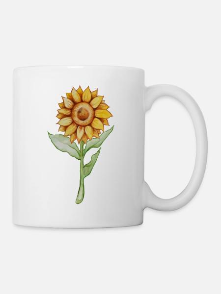 Sonnenblumen-Aquarellblüte - Tasse - Weiß
