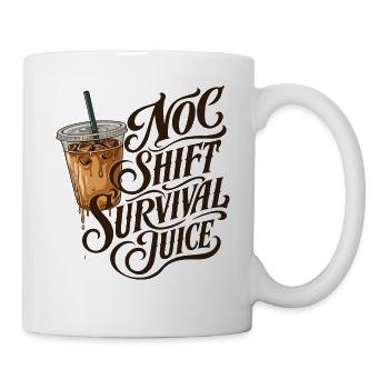 NOC Shift Survival Juice Typografie Iced Coffee - Tasse - Weiß - Rechts
