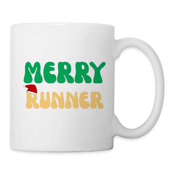 Merry Runner Weihnachtsgeschenk Laufmarathon - Tasse - Weiß - Rechts