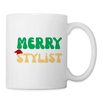 Frohe Stylistin Weihnachten Friseur Salon Geschenk - Tasse - Weiß - Rechts