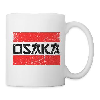 Osaka Japan Grunge Rot Streifen Japanische Stadt - Tasse - Weiß - Rechts