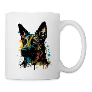 Belgischer Malinois Schäferhund Bunt Pop Art Hund - Tasse - Weiß - Rechts