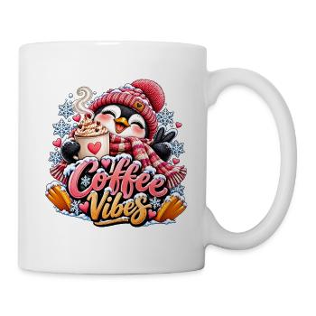 Kaffee Vibes Pinguin Winterdesign - Tasse - Weiß - Rechts