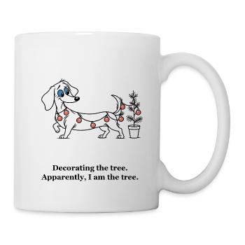 Der Dackel wird zum Weihnachtsbaum - Tasse - Weiß - Rechts