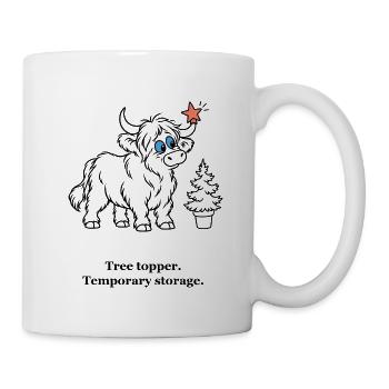 Highland-Kuh hält den Weihnachtsbaum-Topper - Tasse - Weiß - Rechts